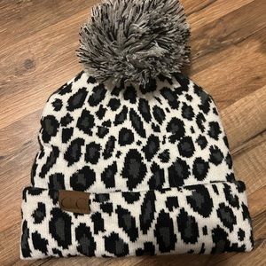 C.C Leopard Pom Beanie